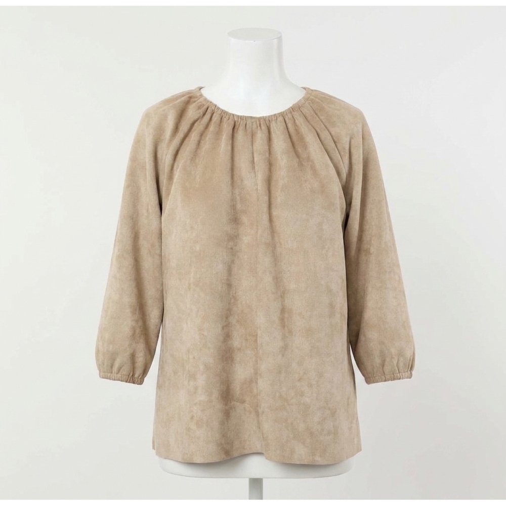 NEW DOLCE CABO faux suede peasant top in camel